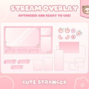 PEACH Twitch Overlay / Stream Graphics / Cute / Streamer / Sparkle / Pink / Pastel / Aesthetic