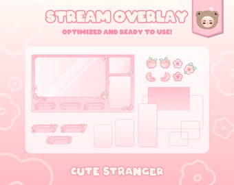 PEACH Twitch Overlay / Stream Graphics / Cute / Streamer / Sparkle / Pink / Pastel / Aesthetic