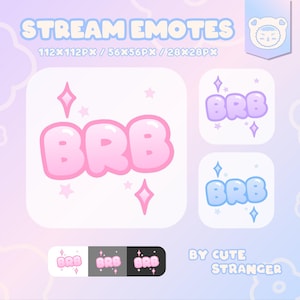Pastel BRB Twitch Emotes: Pink Stream Graphics (Digital Download)