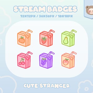 JUICE BOX Twitch Badges / Stream Graphics / Fofo / Streamer / Brilhante / Rosa / Pastel / Estético