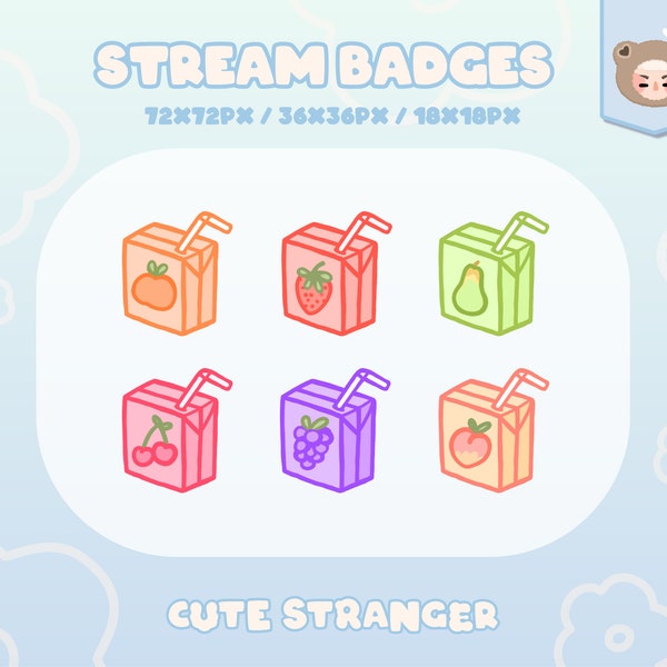 JUICE BOX Twitch Badges / Stream Graphics / Cute / Streamer / Sparkle / Pink / Pastel / Aesthetic