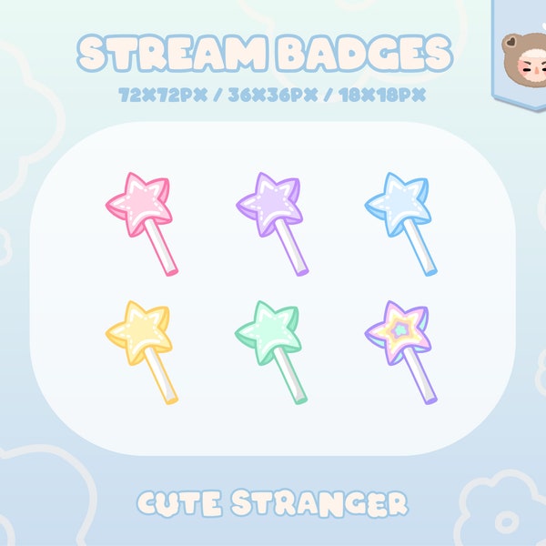 STAR LOLLIPOP Twitch Badges / Stream Graphics / Cute / Streamer / Sparkle / Pink / Pastel / Aesthetic