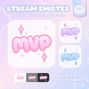 Pastel MVP Twitch Emotes: Pink, Blue, Purple (PNG Digital Download)