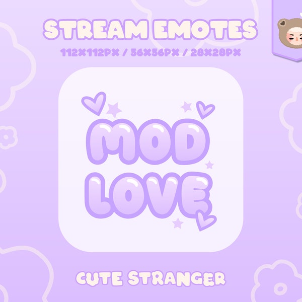 MOD LOVE Twitch Emote Pastel Purple / Stream Graphics / Cute / Streamer / Sparkle / Pastel / Aesthetic