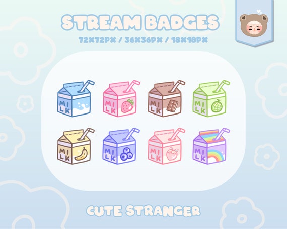 Milk Carton Twitch Badges, Pastel Stream Graphics (PNG)