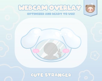 May include: A blue and white webcam overlay featuring a cartoon dog with floppy ears and a pink nose. The overlay has the text "Cute Stranger" at the bottom.