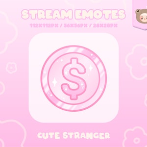 DOLLAR COIN Twitch Emote Pastel Pink / Stream Graphics / Cute / Streamer / Sparkle / Pink / Pastel / Aesthetic