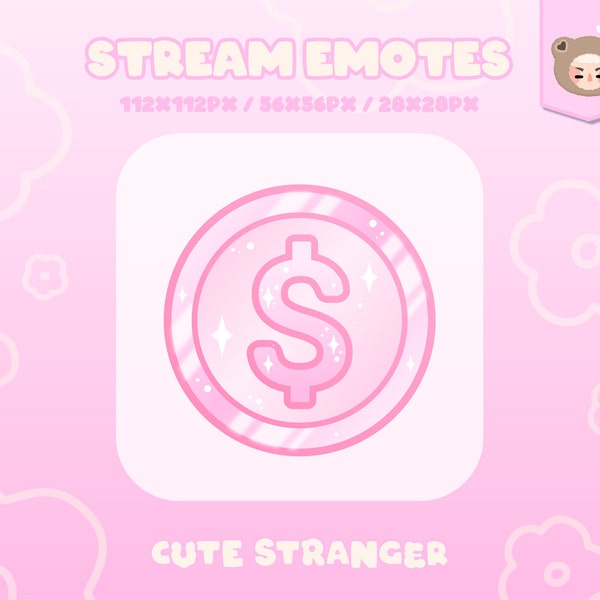 DOLLAR COIN Twitch Emote Pastel Pink / Stream Graphics / Cute / Streamer / Sparkle / Pink / Pastel / Aesthetic