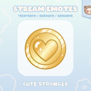 Gold Heart Coin Twitch Emote: Sparkle Stream Graphics (Digital Download)