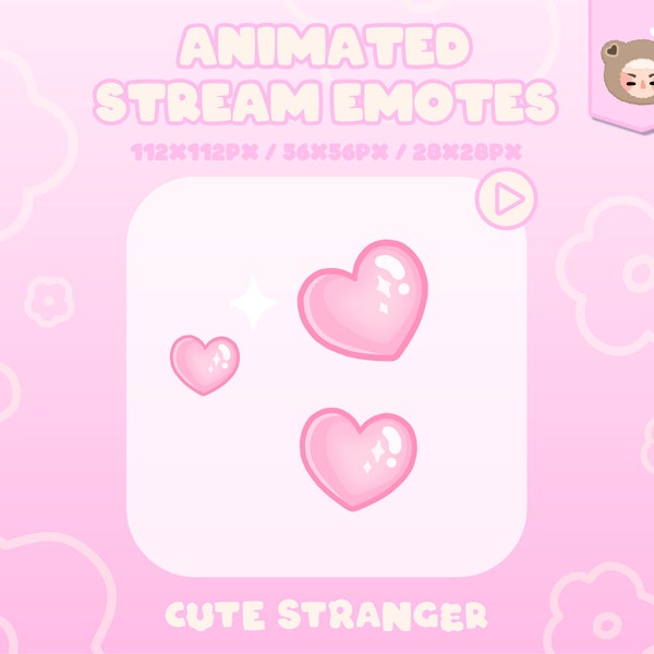 CORAZONES ANIMADOS Twitch Emote Pastel Rosa / Stream Graphics / Lindo / Streamer / Sparkle / Rosa / Pastel / Estética