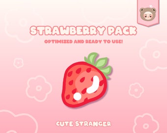 STRAWBERRY Stream Package Twitch / Stream Graphics / Cute / Streamer / Sparkle / Pink / Pastel / Aesthetic