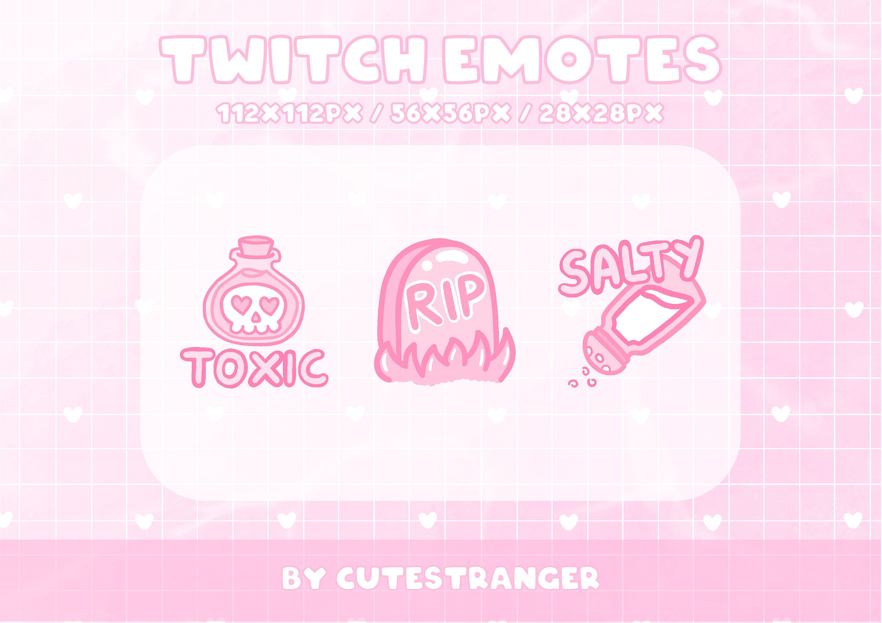 Pastel Twitch Emotes Pink Rip Toxic Salty / Stream Graphics / Etsy