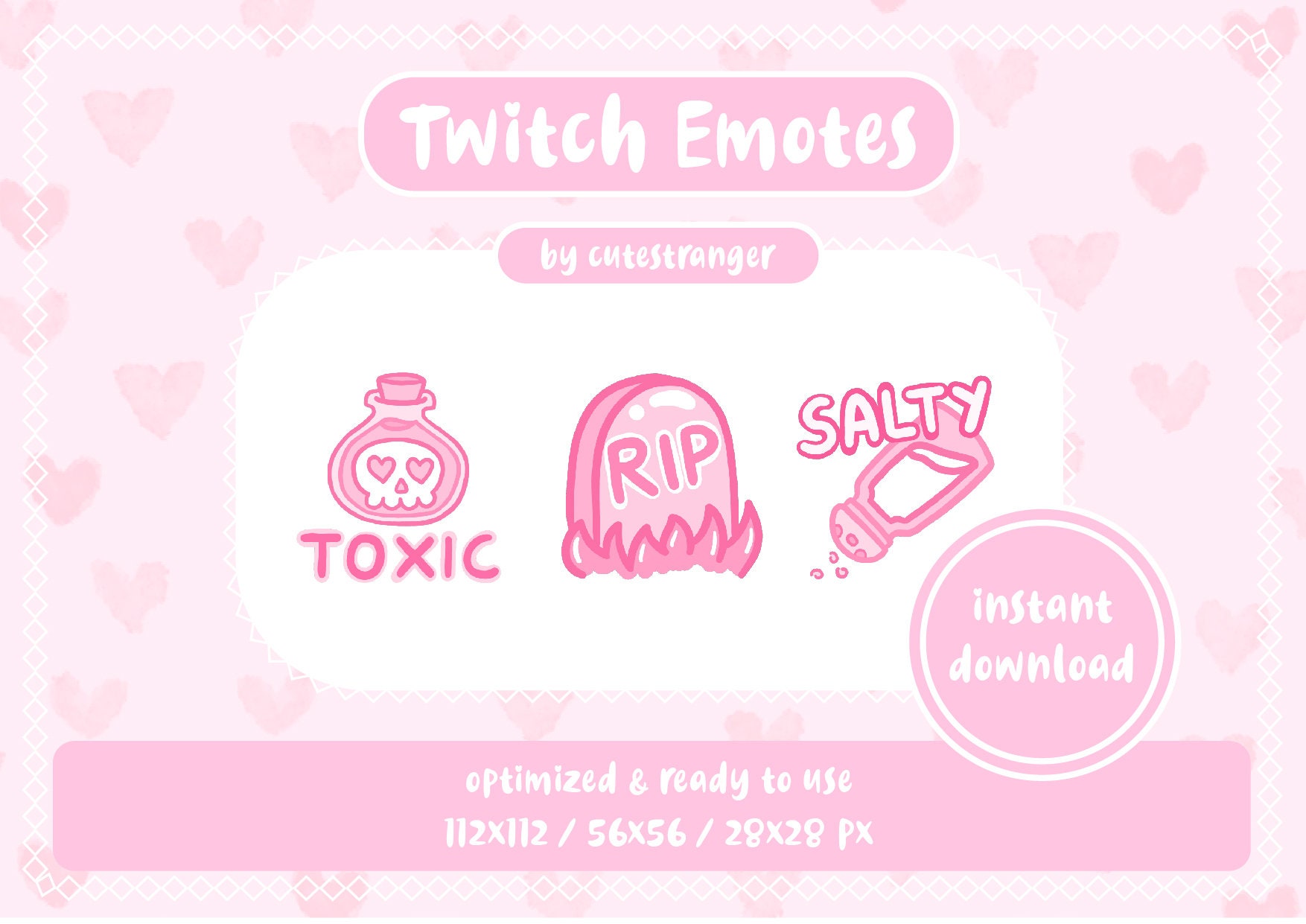 Pastel twitch emotes pink rip toxic salty Etsy