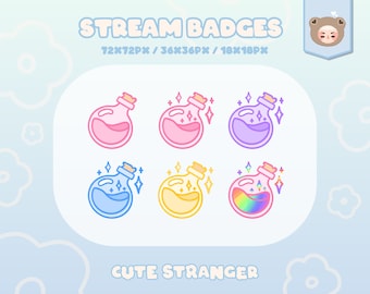Badges Twitch Potion pastel : graphismes mignons (téléchargement numérique)