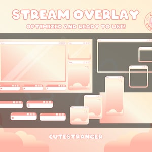SUNSET DESKTOP Twitch Overlay  / Stream Graphics / Cute / Streamer / Sparkle / Orange / Pastel / Aesthetic