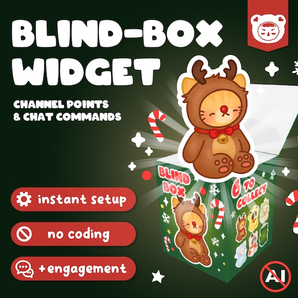 Blind Box Widget Twitch Christmas Cats Animated Stream Overlay Interactive