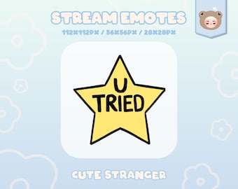 U TRIED Twitch Emote: Pastel Yellow Star Stream Graphic (Digital Download)