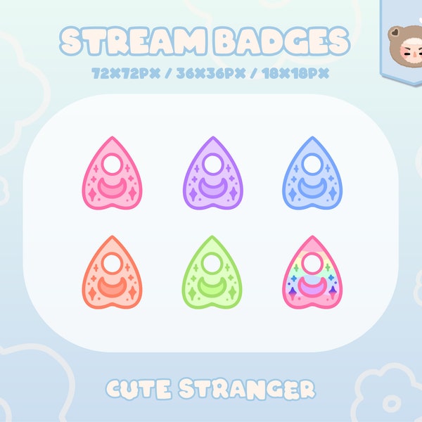 OUIJA BOARD Twitch Badges / Stream Graphics / Cute / Streamer / Sparkle / Pink / Pastel / Aesthetic