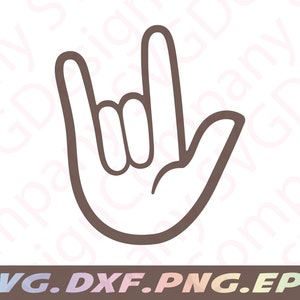 ASL Ti amo gesto della mano svg per Cricut, Ti amo gesto svg, linguaggio dei segni svg, Ti amo gesto della mano dxf, file linguaggio dei segni dxf, digitale