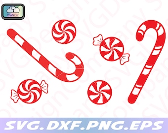 Candy Cane & Peppermint Clipart: Holiday Candy SVG Bundle (Digital Download)