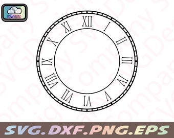 Cadran d'horloge SVG avec chiffres romains (téléchargement numérique)