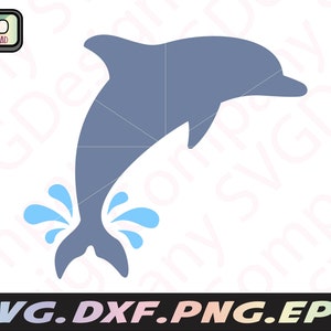 Delphin Png mit Spritzwasser, Delphin Png, Ozean Blatt für Cricut, Delphin Dxf Datei, Strand Thema für Abziehbilder, digitaler Download