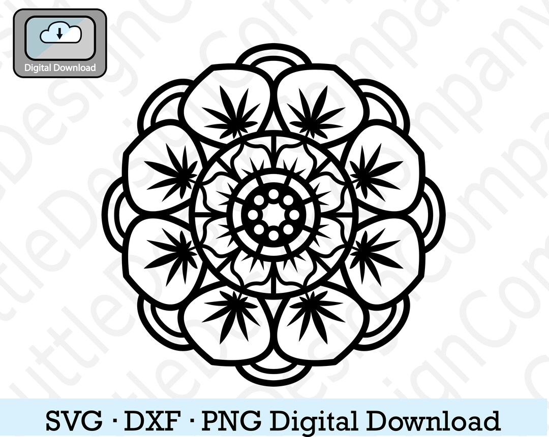 Weed Mandala Svg, Cannabis Mandala Svg, Marijuana Mandala Svg, Simple