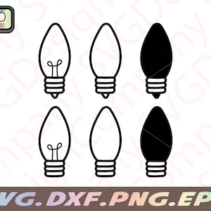 Lot de lumières de Noël svg, lot de ampoules de Noël, clipart ampoule de Noël, clipart lumière de Noël, lot de svg lumière de Noël