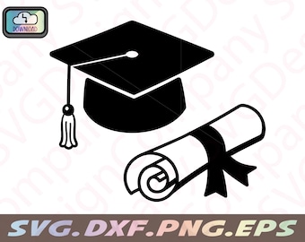 Graduation SVG Bundle: Hand Drawn Cap & Diploma Clipart (Digital Download)