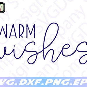 warme wensen SVG voor Cricut of silhouet, warme winterwensen SVG, warme wensen DXF-bestand, winter SVG voor Cricut, kerstkaart SVG-bestand
