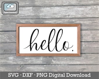 Plik do wycinania Hello SVG: Dekoracja drzwi wejściowych (pobranie cyfrowe)