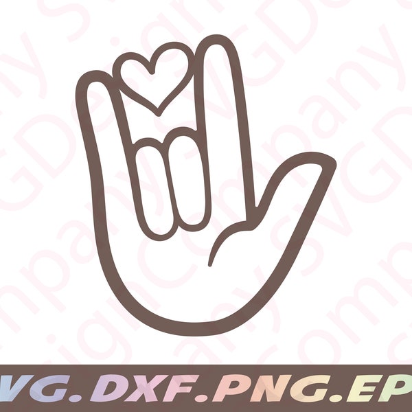 I love you sign svg, ASL sign svg, I love you hand sign svg for Cricut, sign language svg, I love you hand sign dxf, I love you sign dxf