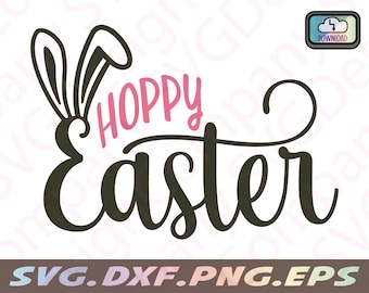 Hoppy Easter SVG: Hasenohren, Cricut Cut Datei (Digitaler Download)