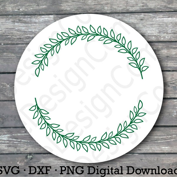 Round leaf border svg, circular border svg, wedding frame vector, leaf monogram frame dxf, round sign border svg, round laurel wreath png