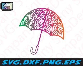 Floral Umbrella SVG: Flower Clipart, Cricut Cut File (Digital Download)