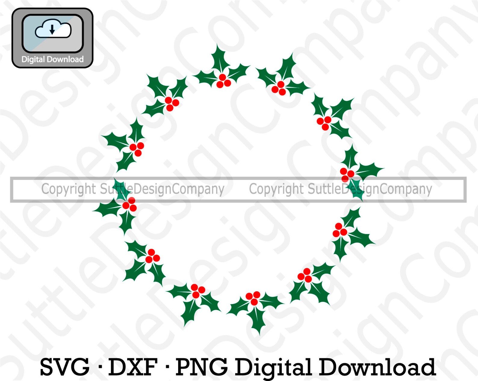 Round Holly Border Svg Round Christmas Border Stencil Svg Etsy