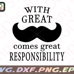Com um bigode grande vem uma grande responsabilidade svg para o dia dos pais, bigode engraçado svg para pais, svg do dia dos pais para Cricut, digital