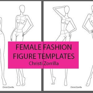 100+ Female Fashion Templates PDF, 10, 9, 8 heads. Figurin de modas, croquis, figure template, Ai compatible, PNG, illustrator