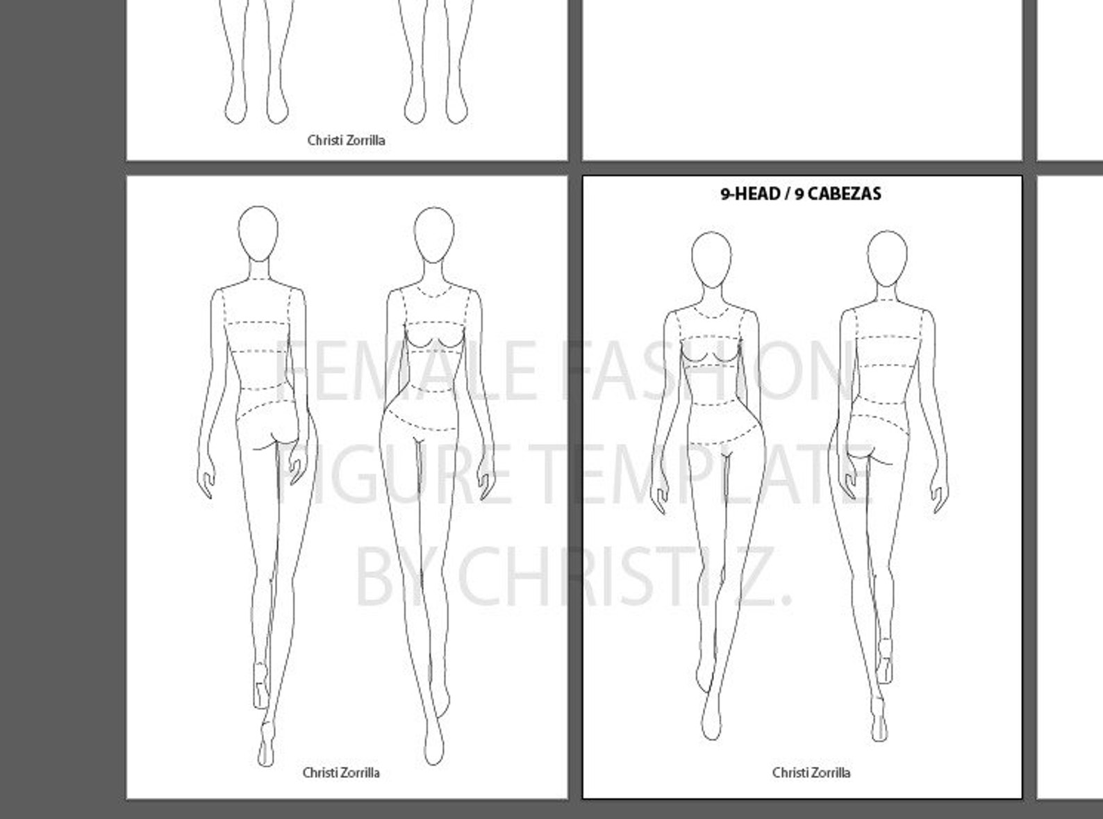 100+ Female Fashion Templates PDF, 10, 9, 8 Heads. Figurin De Modas ...