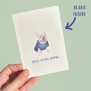 Französische Bulldogge Karte, Frenchie Karte, Bulldogge Hundeliebhaber Karte, Lächeln psychische Gesundheit, Hund Grußkarte, die besten Wünsche, Hundeliebhaber, Hundebesitzer Geschenke