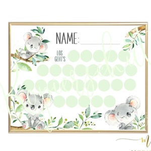REWARD CHART for children to print | Koala bear, animals, bonus, motivation, learning motivation, digital
