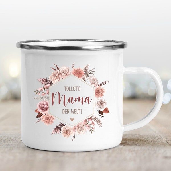 Geschenk EMAILLE BECHER "Tollste Mama der Welt" / Tasse für Mama, Mutti, Mami, Geschenk zum Muttertag