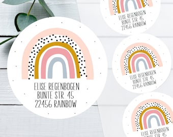 24 AUFKLEBER mit Adresse | Adressaufkleber | Adressaufkleber | Adresse | Namen | Wunschtext | Umzug | Sticker | Etiketten | Regenbogen