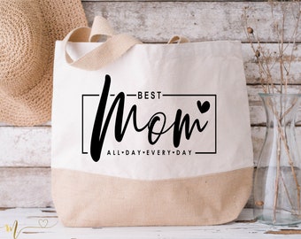 Geschenk zum Muttertag - Tasche "Best Mom" / Jutetasche mit Baumwollanteil, Geschenk Mutter, Mama, Mami, Mutti