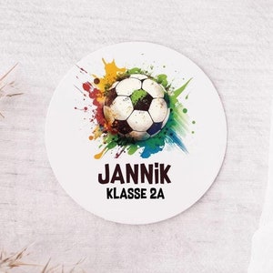 Personalisierte Aufkleber für die Schule mit Name, Fußballmotiv, Heftaufkleber, 24 Sticker auf einem Bogen, Etiketten für die Schule, Hobby