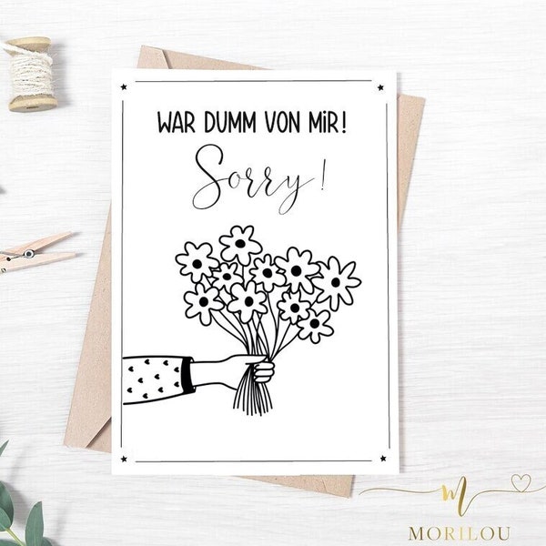 Postkarte "SORRY - Karte, Postkarte, Entschuldigung, Blumen