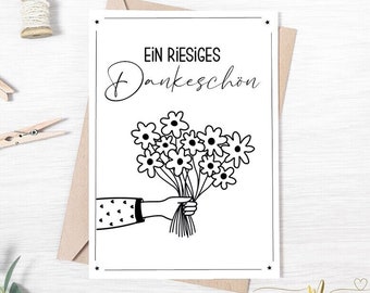 Postkarte "DANKESCHÖN" - Karte, Postkarte, Geschenk, Blumen, Dank, Abschied, Abschiedsgeschenk, Kollegin, Lehrerin, Erzieher, Tagesmutter