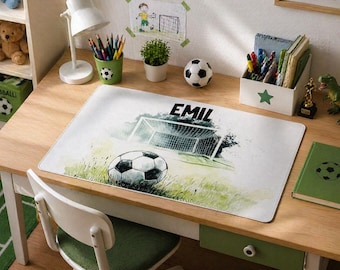 Schreibtischunterlage Fußball, personalisiert mit Name, personalisiertes Tischset, Geschenk zur Einschulung, Geschenk für Jungs, Platzset