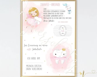 PDF file - POSTER Tooth Fairy Certificate & Reminder of the Tooth Gap | Tooth Fairy Letter | Milk Teeth | First Tooth Gap Certificate | Certificate
