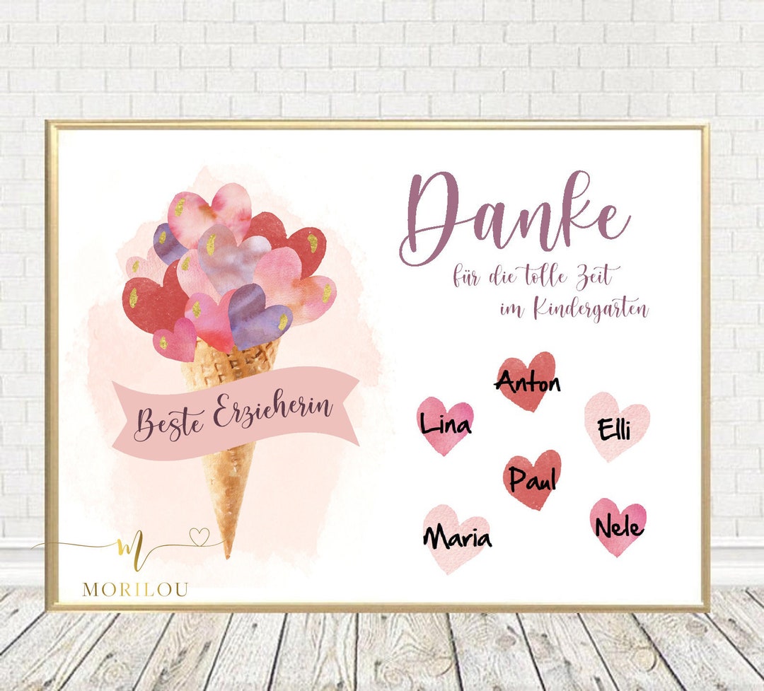  FAREWELL GIFT Kindergarten Thank You Poster With Name Preschool Motiv 